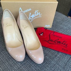 Christian Louboutin patent calf heals in nude